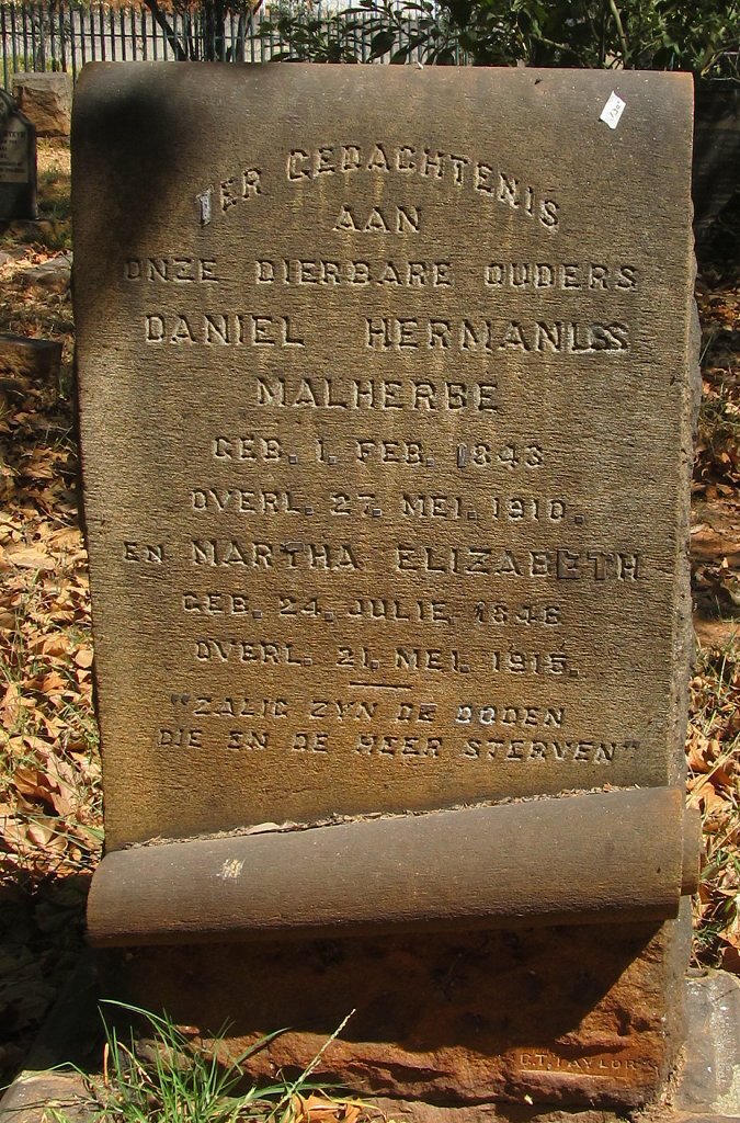 MALHERBE Daniel Hermanus 1843-1910 &amp; Martha Elizabeth 1846-1915