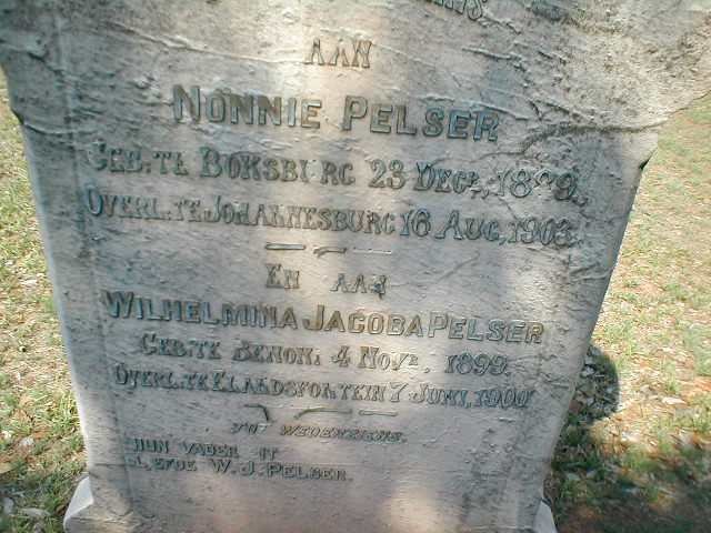 PELSER Nonnie 1889-1903 :: PELSER Wilhelmina Jacoba 1899-1900