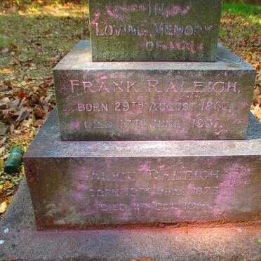 RALEIGH Frank 1963-1937 & Alice 1873-1956