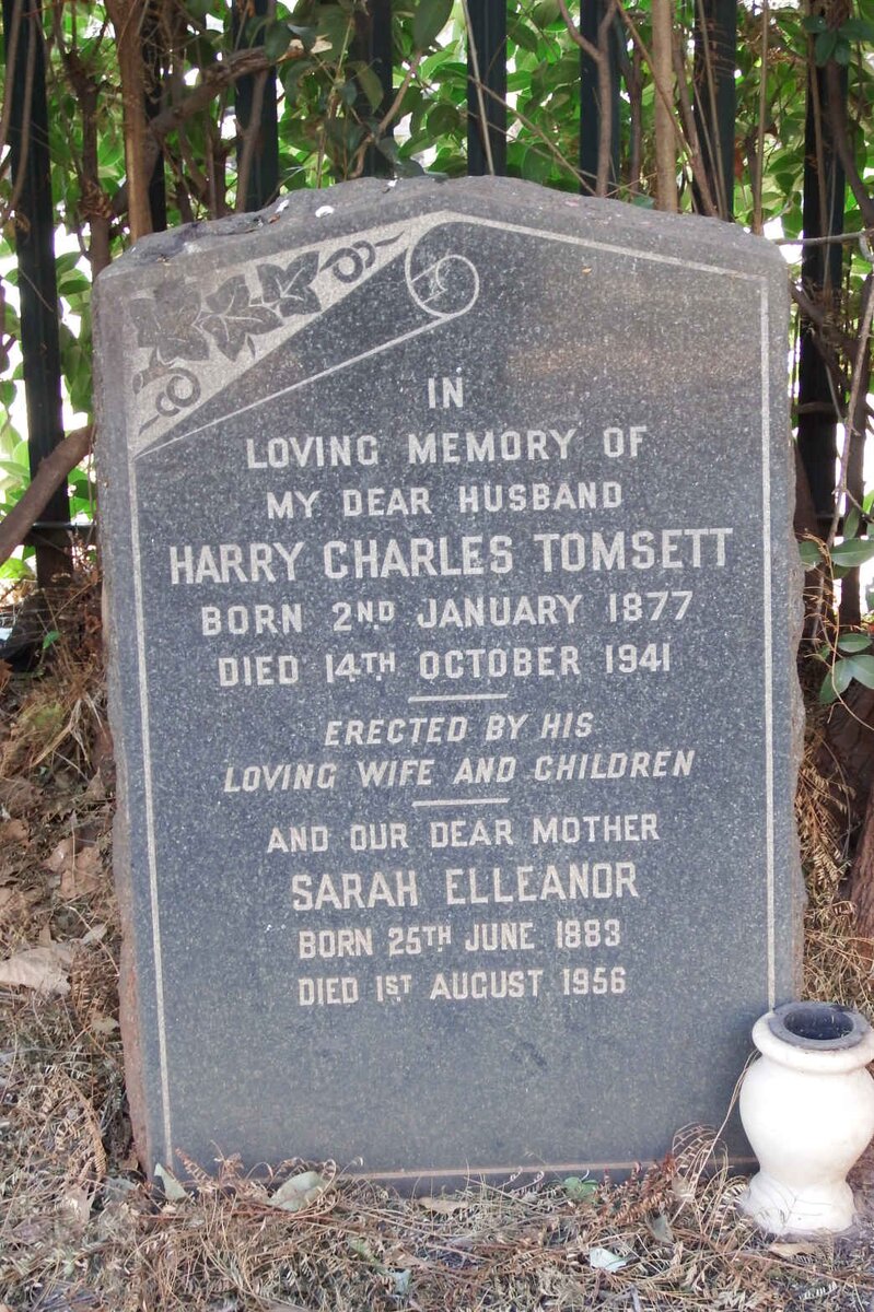 TOMSETT Harry Charles 1877-1941 &amp; Sarah Elleanor 1883-1956