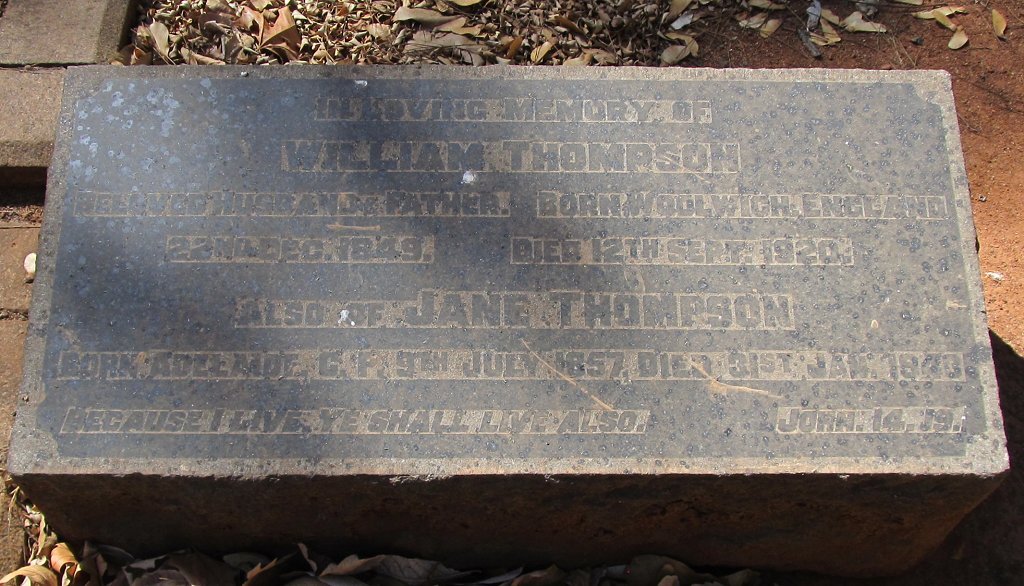 THOMPSON William 1849-1920 &amp; Jane 1857-1943
