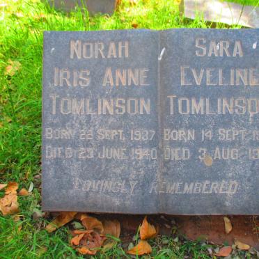 TOMLINSON Sara Eveline 1900-1970 ::TOMLINSON Norah Iris Anne 1937-1940