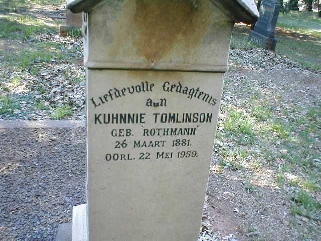 TOMLINSON Kuhnnie nee ROTHMANN 1881-1959