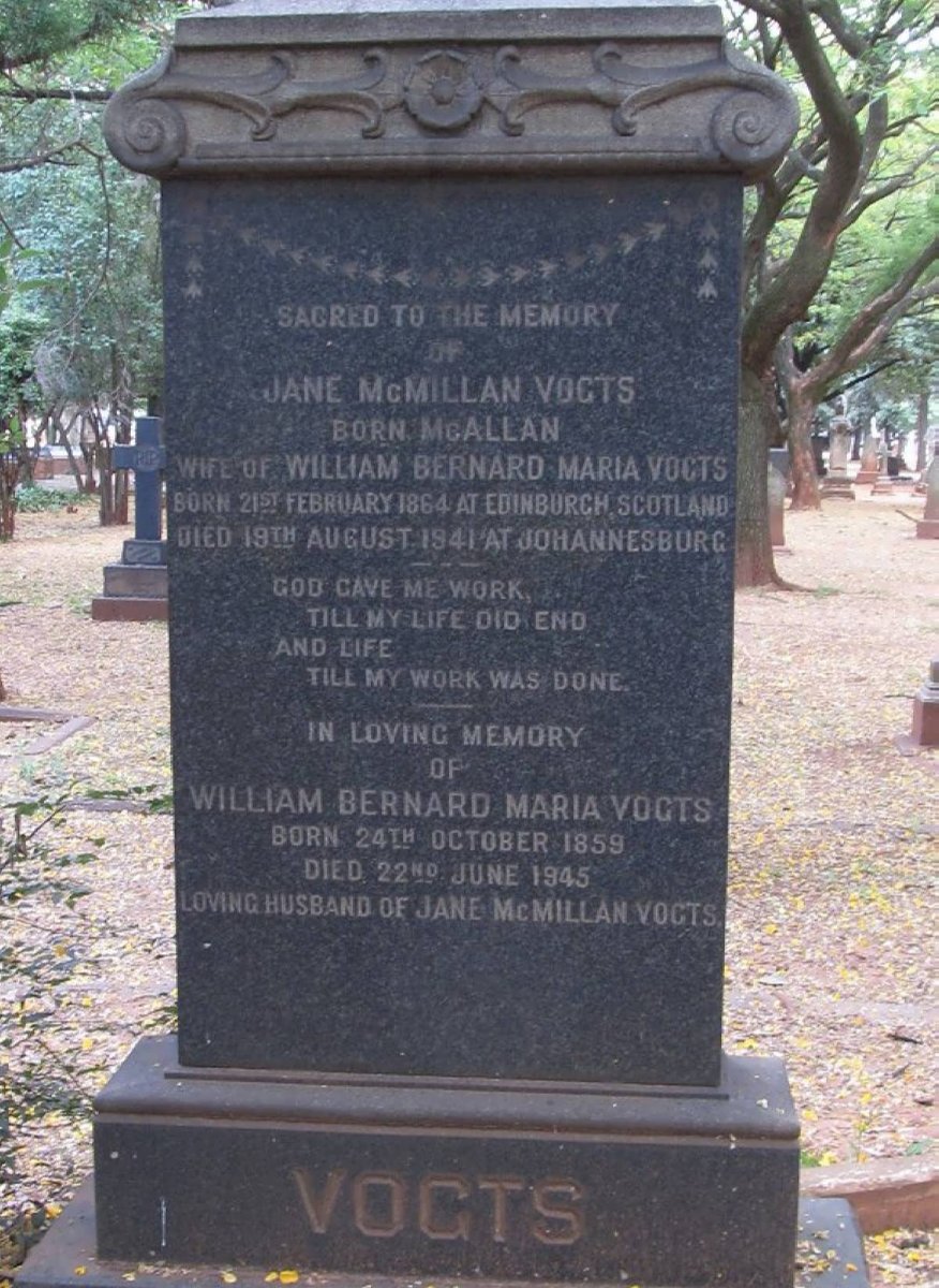 VOGTS William Bernard Maria 1859-1945 &amp; Jane McMillan MACALLAN 1864-1941