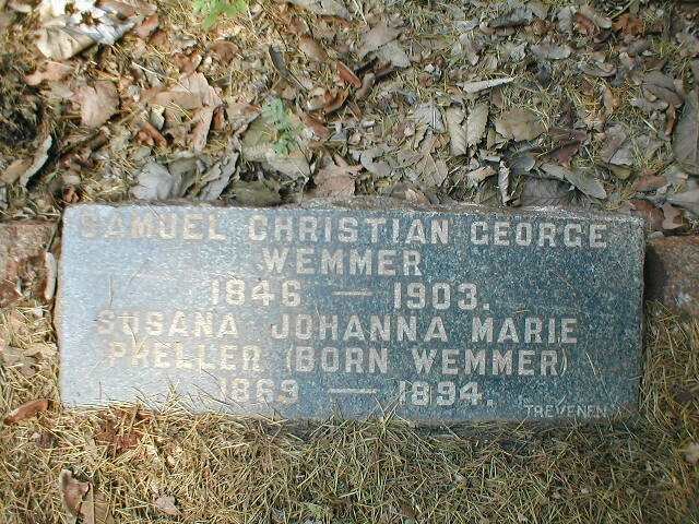 WEMMER Samuel Christiaan George 1846-1903 :: PRELLER Susana Johanna Marie nee WEMMER 1869-1894