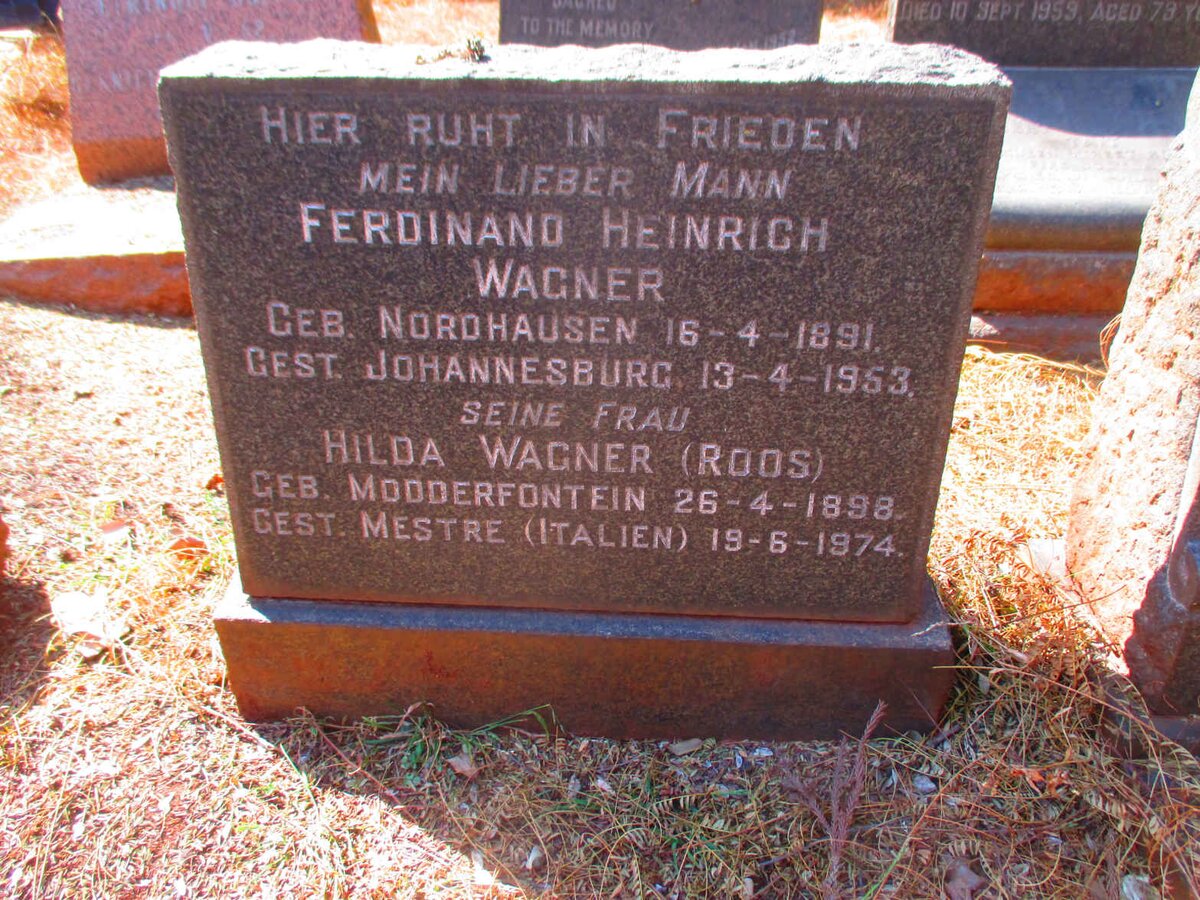 WAGNER Ferdinand Heinrich 1891-1953 &amp; Hilda ROOS 1898-1974