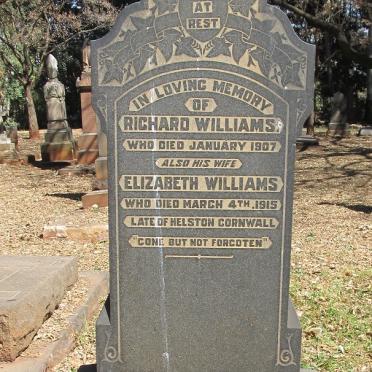 WILLIAMS Richard -1907 &amp; Elizabeth -1915