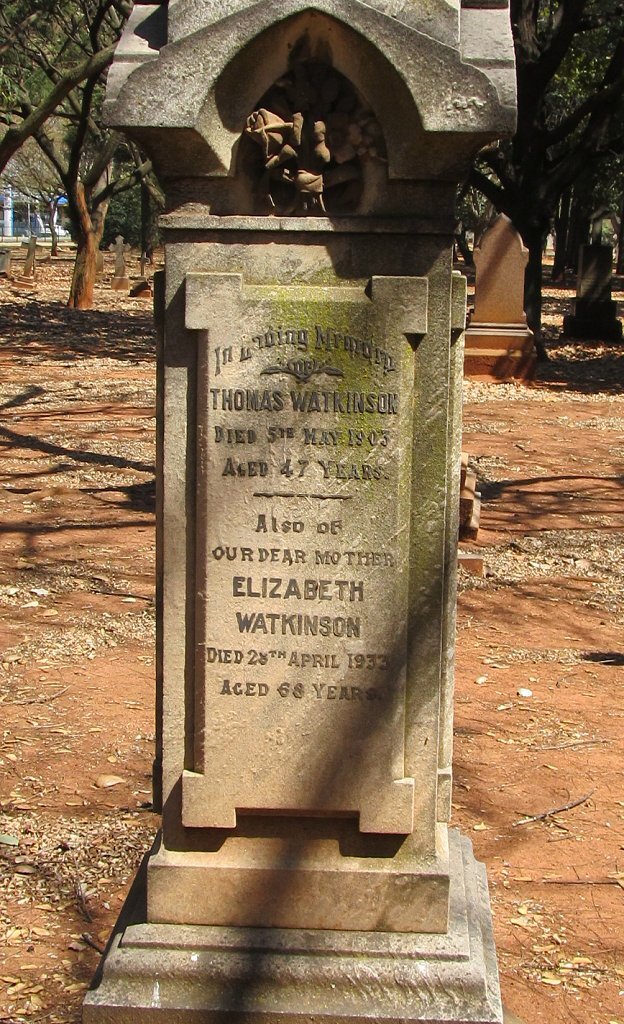 WATKINSON Thomas -1903 &amp; Elizabeth -1933
