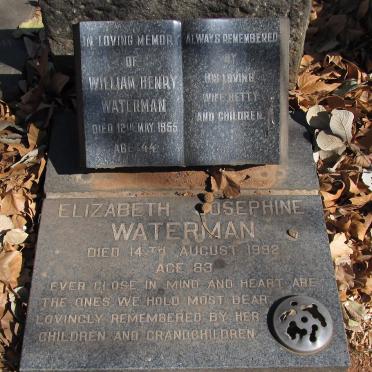 WATERMAN William Henry -1955 &amp; Elizabeth Josephine -1992