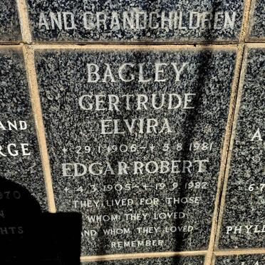 BAGLEY Edgar Robert 1905-1982 & Gertrude Elvira 1906-1981