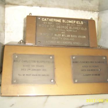BLOMEFIELD Catherine nee ARNISON 1861-1937 :: BLOMEFIELD Rolf Carleton -1931 &amp; Annie Florence May -19?3 