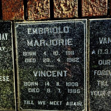 EMBRIOLO Vincent 1908-1985 & Marjorie 1911-1982