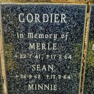 GORDIER Minnie 1910-1986 :: GORDIER Merle 1941-1964 :: GORDIER Sean 1963-1964