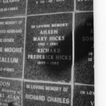 HICKS Richard Frederick 1899-1985 &amp; Aileen Mary 1912-1982