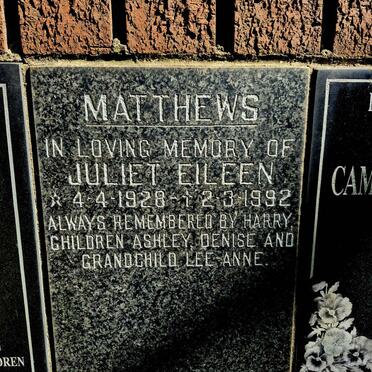 MATTHEWS Juliet Eileen 1928-1992