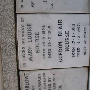 NOURSE Gordon Blair 1913-1997 &amp; Mary Louise 1898-1968