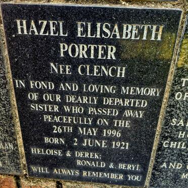 PORTER Hazel Elisabeth nee CLENCH 1921-1996