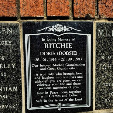 RITCHIE Doris nee DOBSIE 1926-2013