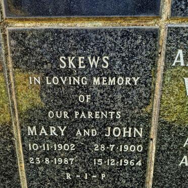 SKEWS John 1900-1964 & Mary 1902-1987