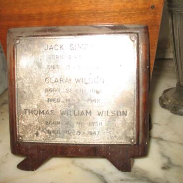WILSON Clara 18?2-1942 :: WILSON Thomas William 1858-1947 :: SIMPSON Jack 1891-1954