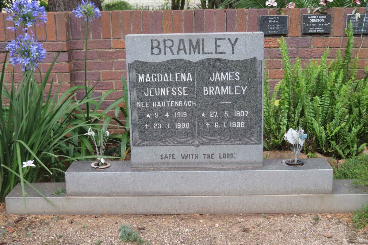 BRAMLEY James 1907-1996 &amp; Magdalena Jeunesse RAUTENBACH 1919-1990