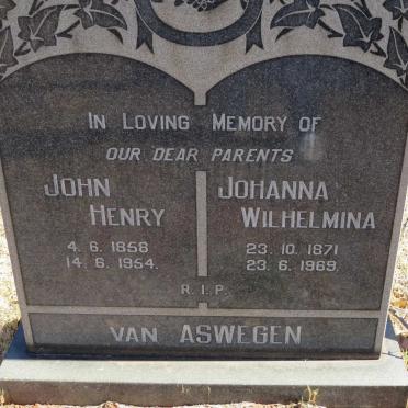 ASWEGEN John Henry, van 1858-1954 &amp; Johanna Wilhelmina 1871-1969