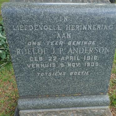 ANDERSON Roelof J.P. 1916-1939