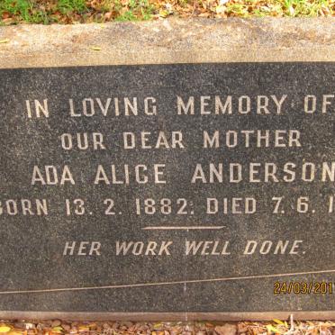 ANDERSON Ada Alice 1882-1948