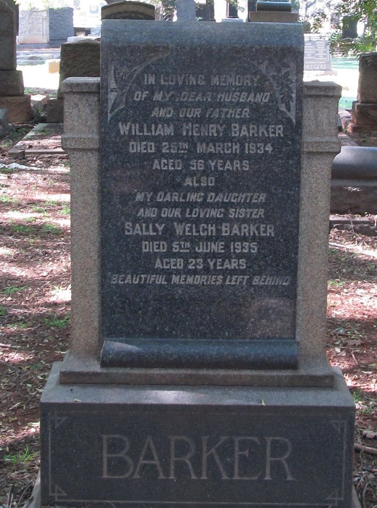 BARKER William Henry -1934 :: BARKER Sally Welch -1935