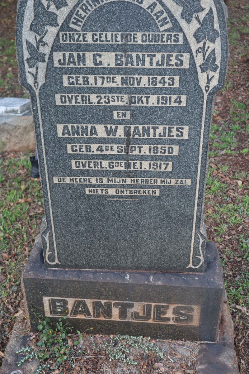 BANTJES Jan G. 1843-1914 &amp; Anna W. 1850-1917