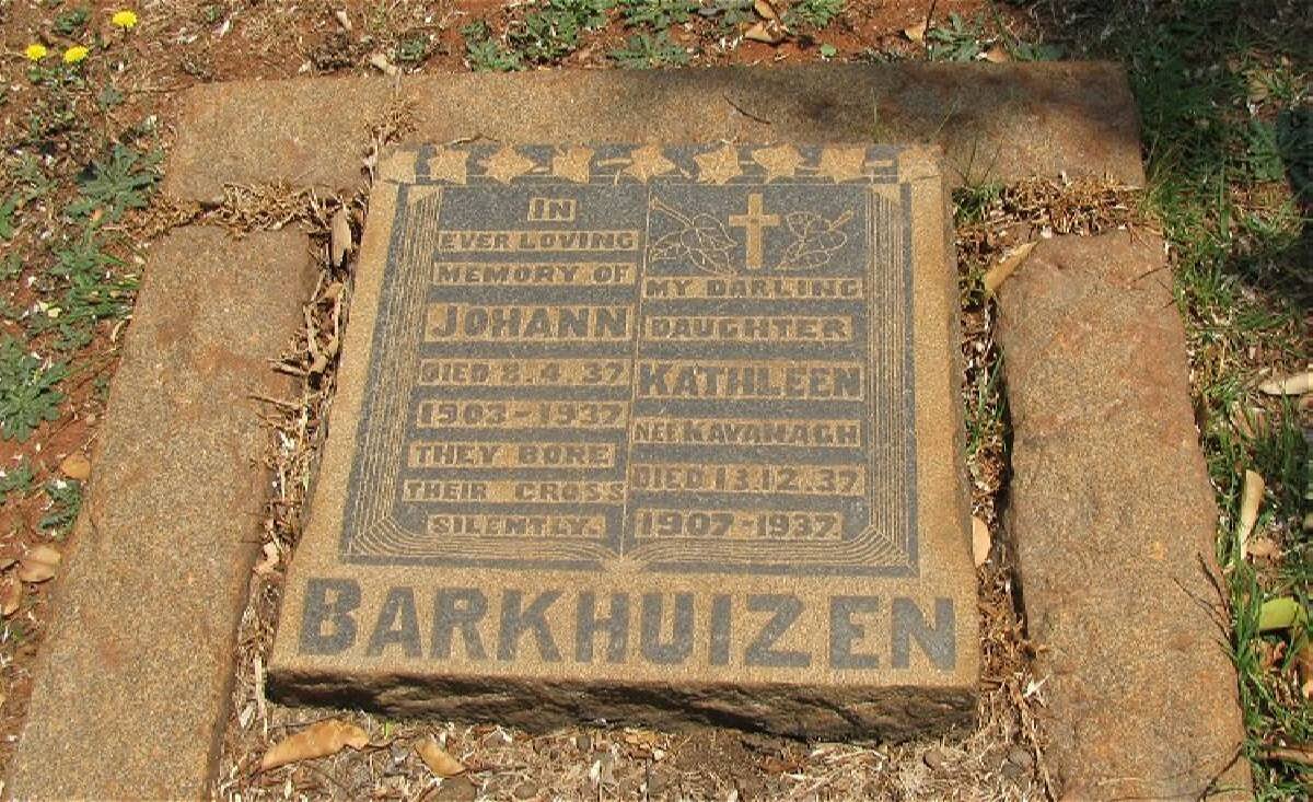 BARKHUIZEN Johann 1903-1937 &amp; Kathleen KAVANAGH 1907-1937