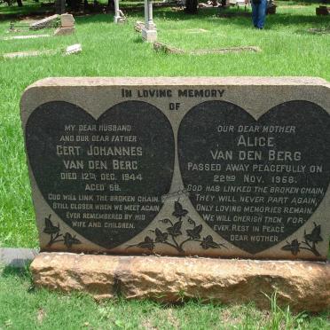 BERG Gert Johannes, van den -1944 &amp; Alice -1958