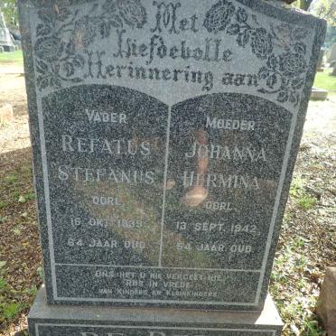 BEER Refatus Stefanus, de -1939 &amp; Johanna Hermina -1942