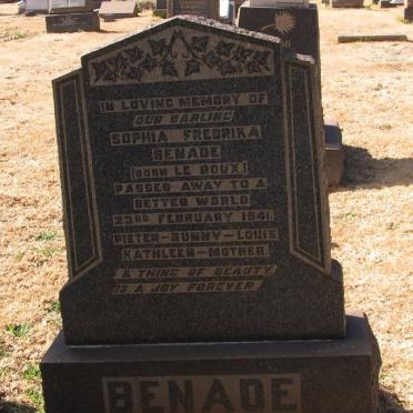 BENADE Sophia Frederika nee LE ROUX -1941