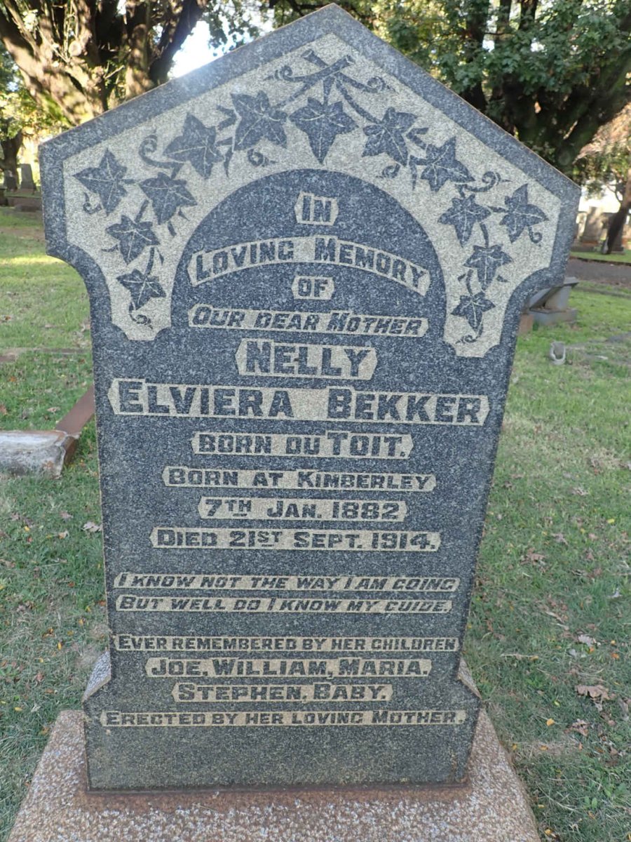 BEKKER Nelly Elviera nee DU TOIT 1882-1914