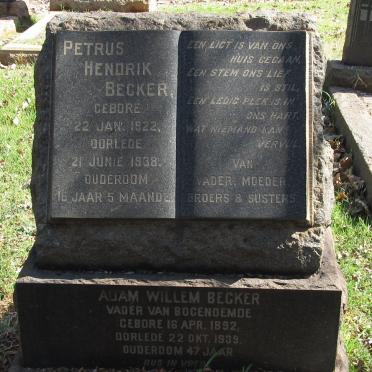 BECKER Adam William 1892-1939 :: BECKER Petrus Hendrik 1922-1938