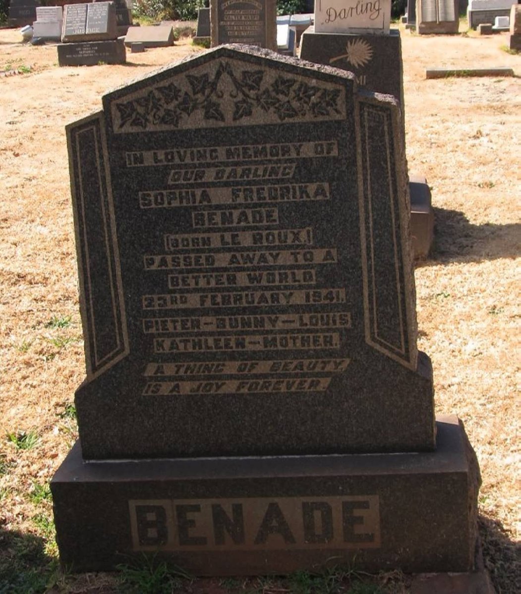 BENADE Sophia Frederika nee LE ROUX -1941