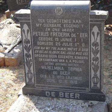 BEER Petrus Frederik, de 1891-1940 &amp; Wilhelmina Sophia ERASMUS 1893-1970