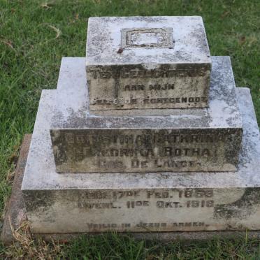BOTHA Christina Cathrina Fredrika nee DE LANGE 1853-1918
