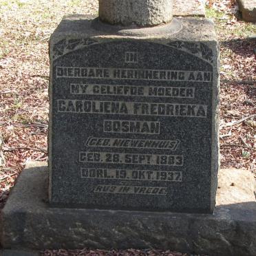 BOSMAN Caroliena Fredrieka nee NIEWENHUIS 1883-1937