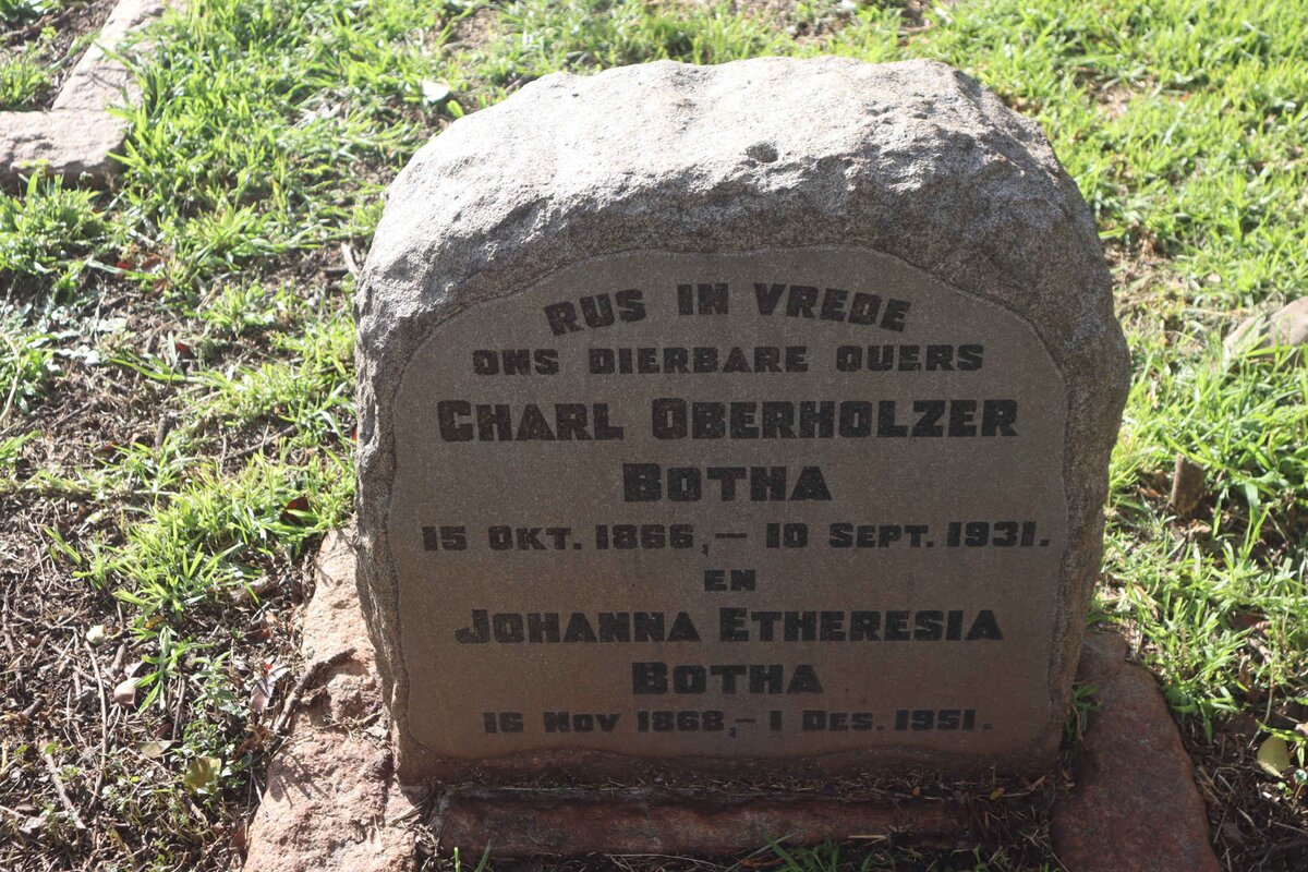 BOTHA Charl Oberholzer 1866-1931 &amp; Johanna Etheresia 1868-1951