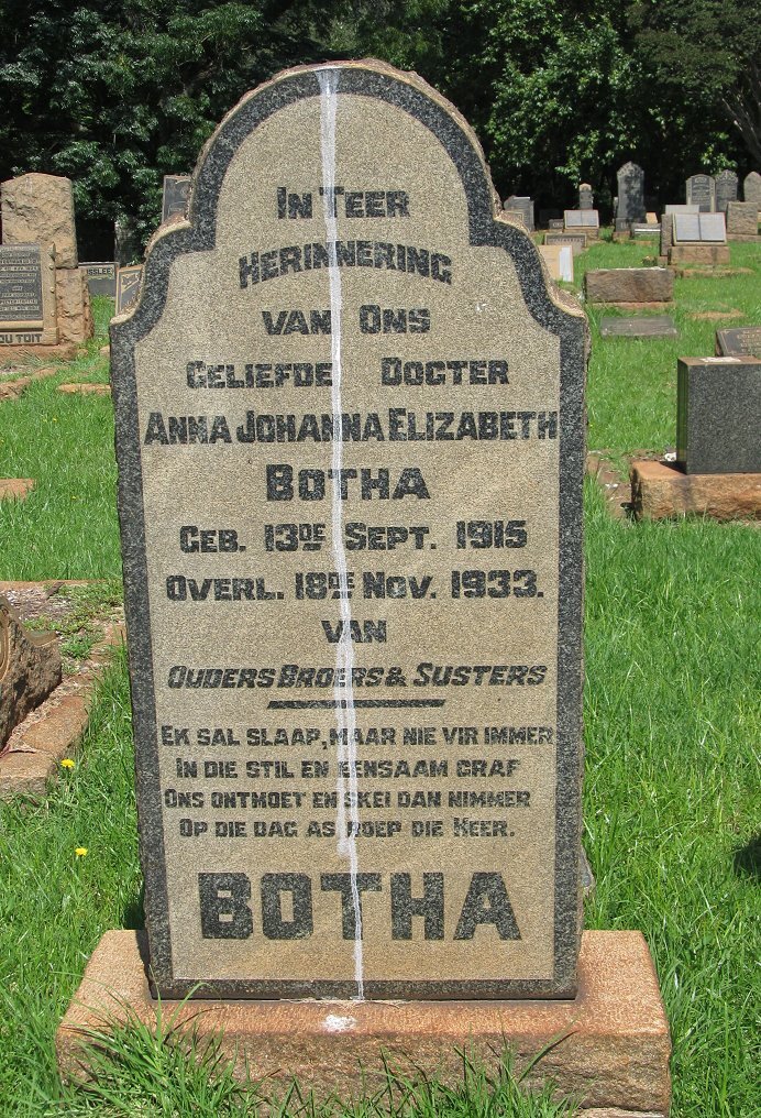 BOTHA Anna Johanna Elizabeth 1915-1933