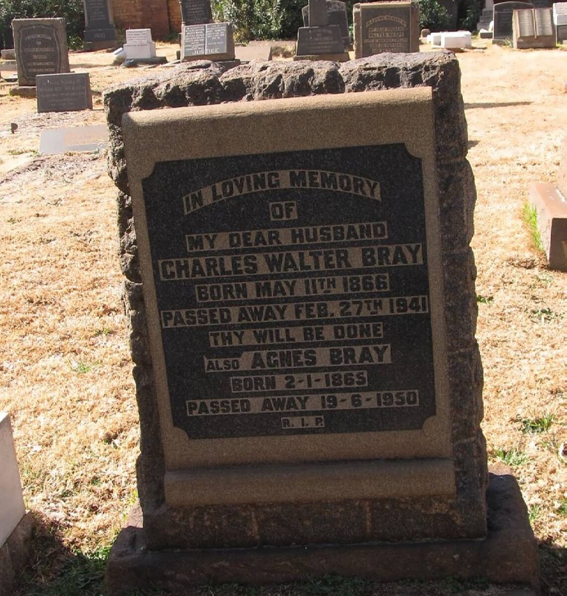 BRAY Charles Walter 1866-1941 &amp; Agnes 1865-1950