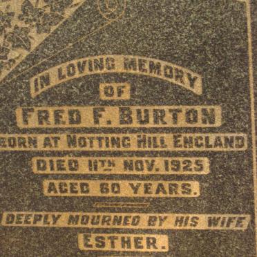 BURTON Fred F. -1925 