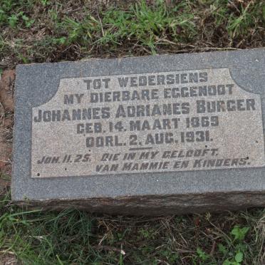 BURGER Johannes Adrianes 1869-1931