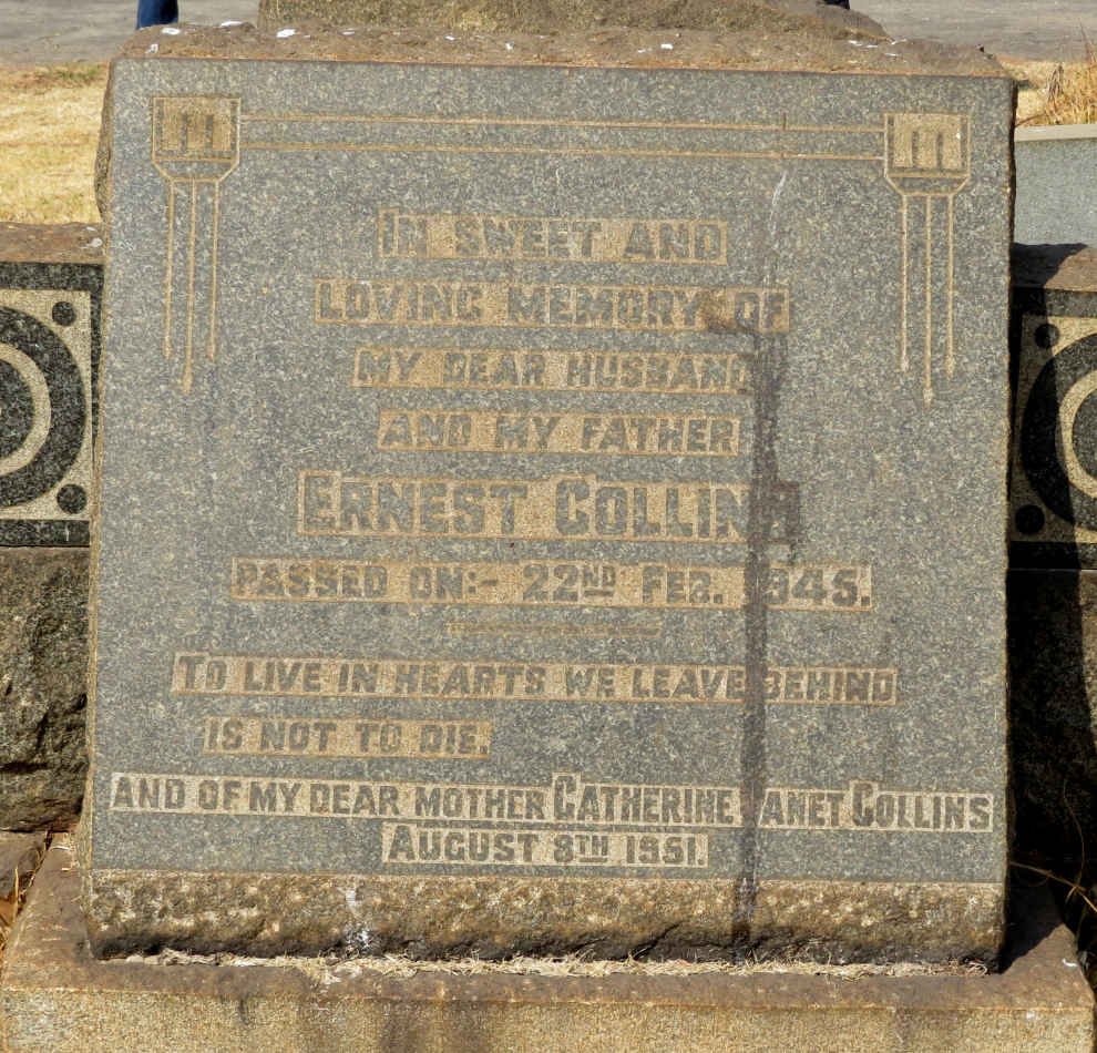 COLLINS Ernest -1945 &amp; Catherine Janet -1951