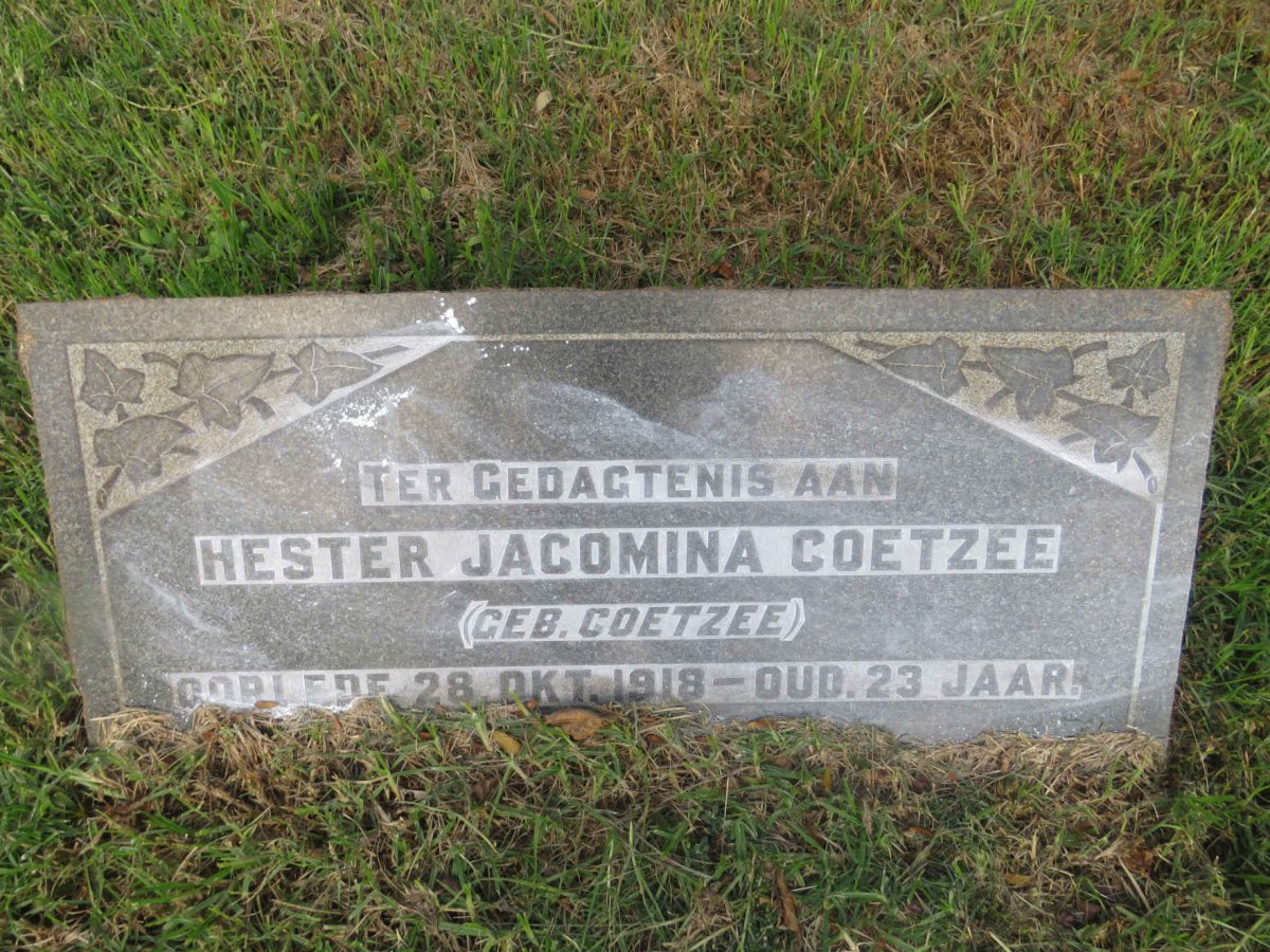 COETZEE Hester Jacomina nee COETZEE -1918