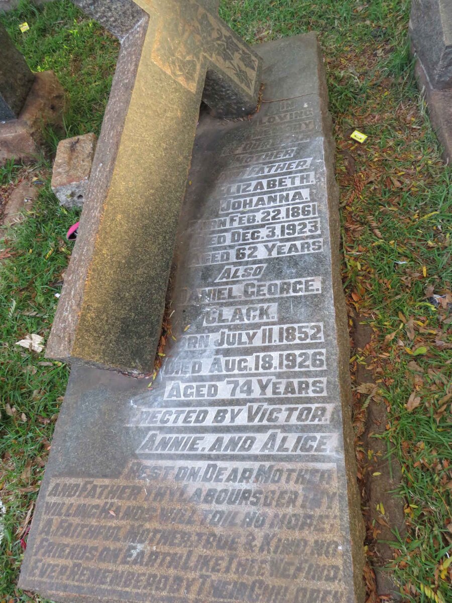 CLACK Daniel George 1852-1926 &amp; Elizabeth Johanna 1861-1923