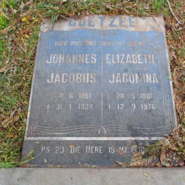 COETZEE Johannes Jacobus 1881-1924 &amp; Elizabeth Jacomina 1881-1976