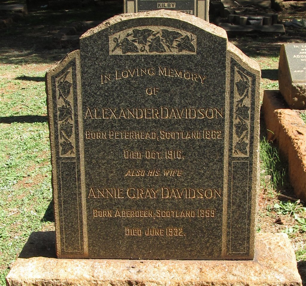 DAVIDSON Alexander 1862-1916 &amp; Annie Gray -1895-1932